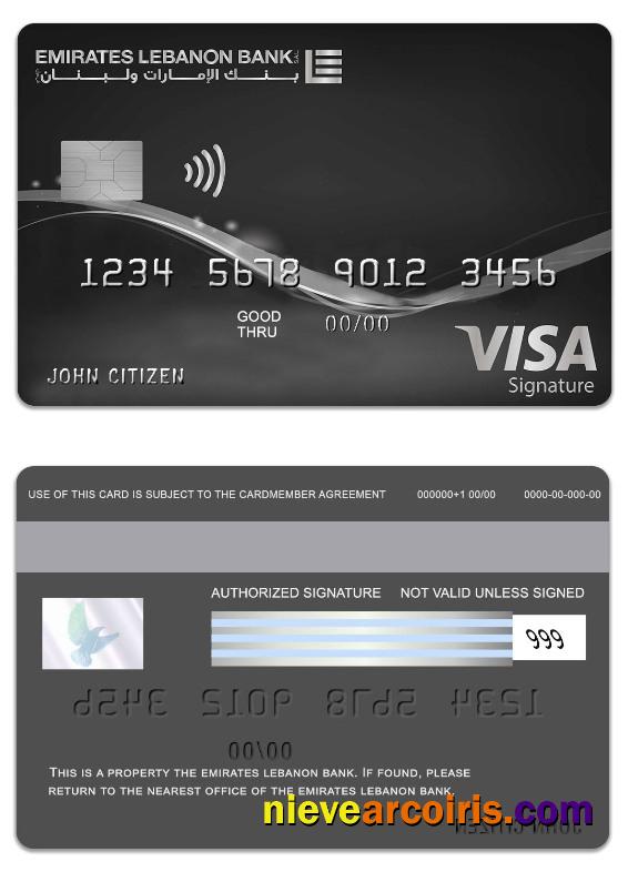 Lebanon Emirates Lebanon Bank visa signature charge card